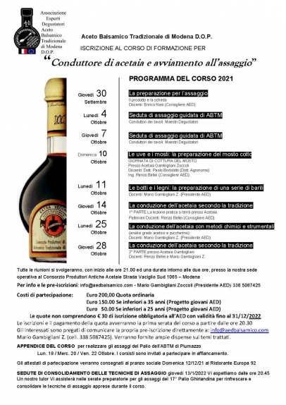 Corso Conduttore di Acetaia
