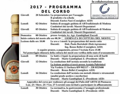 Corso Conduttore di Acetaia 2018